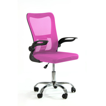 Fotel biurowy ergonomiczny, model V8, składane podłokietniki, różowy