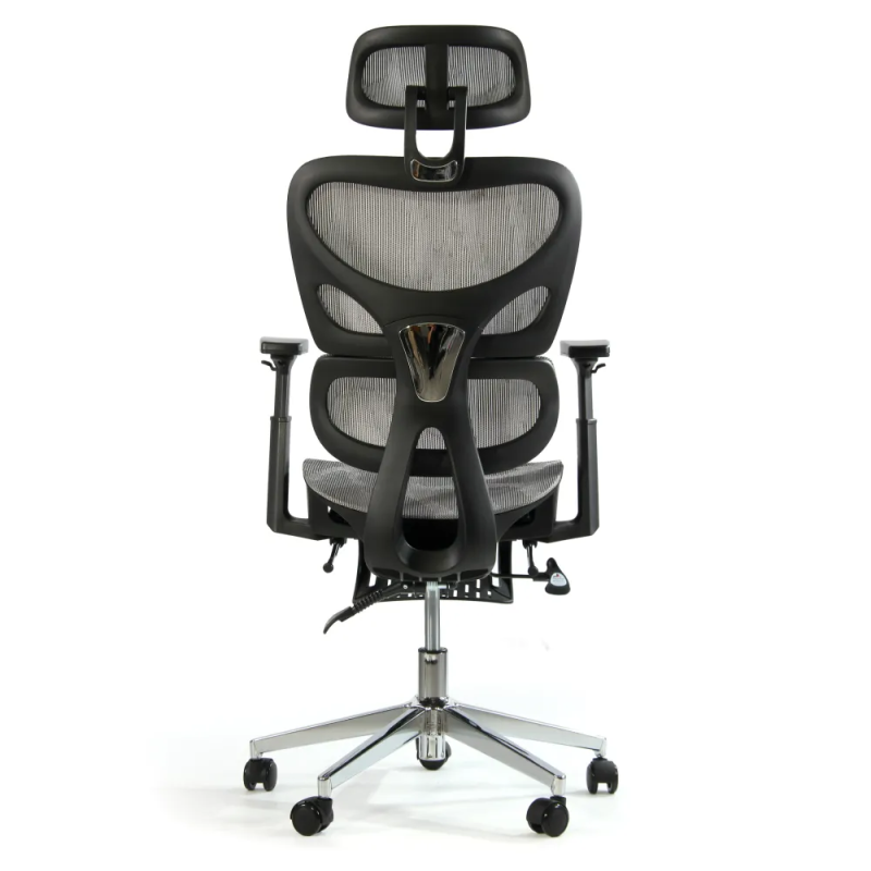 Fotel biurowy ergonomiczny z podnóżkiem, model K80G, podparcie okolic lędźwiowych, regulowane podłokietniki i zagłówek, grafit Fotel biurowy ergonomiczny z podnóżkiem, model K80G, podparcie okolic lędźwiowych, regulowane podłokietniki i zagłówek, grafit