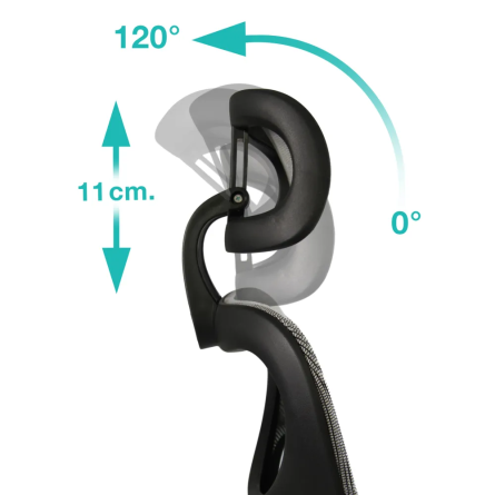 Fotel biurowy ergonomiczny z podnóżkiem, model K80G, podparcie okolic lędźwiowych, regulowane podłokietniki i zagłówek, grafit Fotel biurowy ergonomiczny z podnóżkiem, model K80G, podparcie okolic lędźwiowych, regulowane podłokietniki i zagłówek, grafit