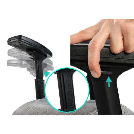 Fotel biurowy ergonomiczny z podnóżkiem, model K80G, podparcie okolic lędźwiowych, regulowane podłokietniki i zagłówek, grafit Fotel biurowy ergonomiczny z podnóżkiem, model K80G, podparcie okolic lędźwiowych, regulowane podłokietniki i zagłówek, grafit