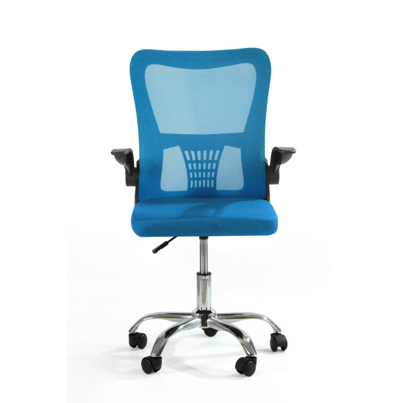 Fotel biurowy ergonomiczny, model V8, składane podłokietniki, niebieski