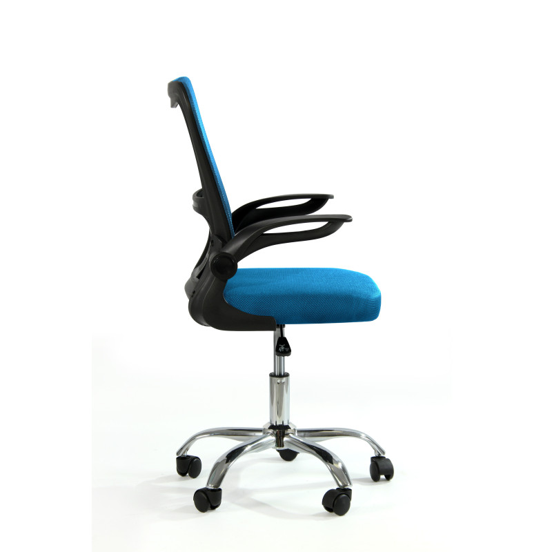 Fotel biurowy ergonomiczny, model V8, składane podłokietniki, niebieski