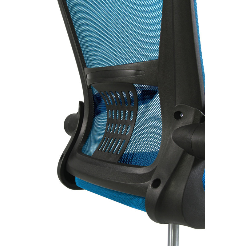 Fotel biurowy ergonomiczny, model V8, składane podłokietniki, niebieski