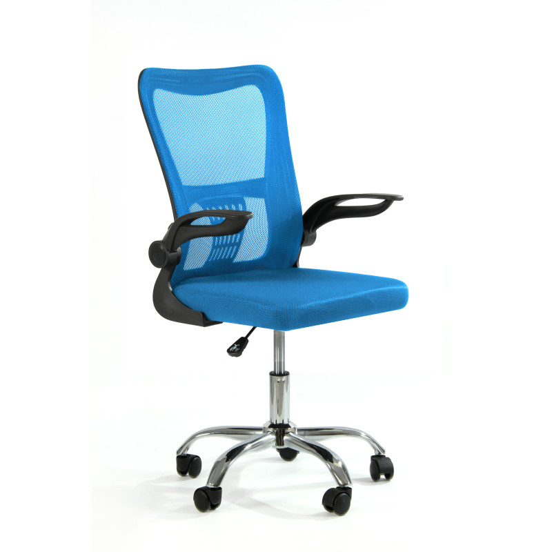 Fotel biurowy ergonomiczny, model V8, składane podłokietniki, niebieski